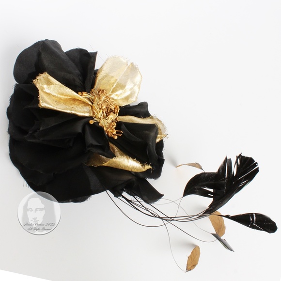 Yves Saint Laurent Decorative Head Piece Hair Comb Flower and Feathers Rare 70s main image 4